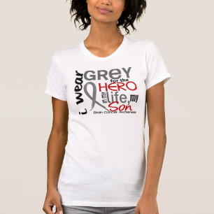 T-shirt Gris pour mon cancer du cerveau de fils du héros