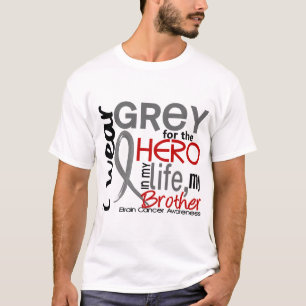 T-shirt Gris pour mon cancer du cerveau de frère du héro