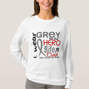 T-shirt Gris pour mon cancer du cerveau de papa du héros