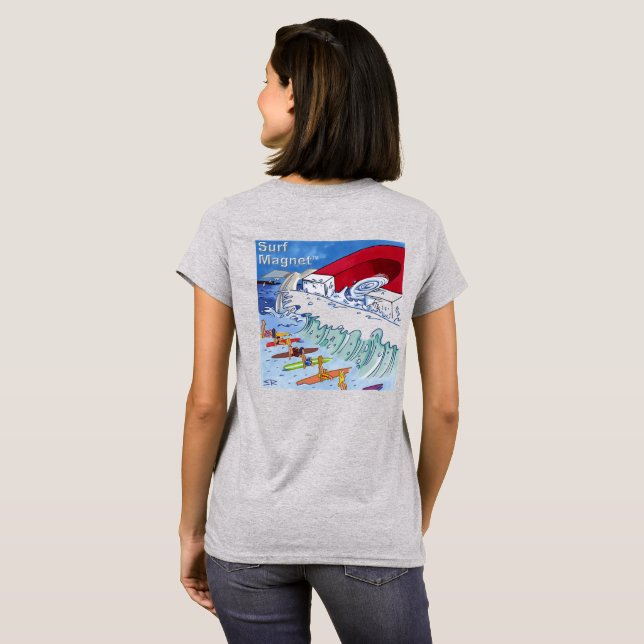 T-shirt gris Surf Magnet pour femmes (Dos entier)