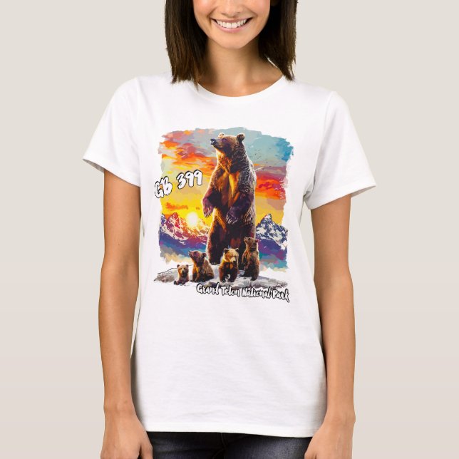 T-shirt Grizzly Bear 399 4 Cubs Grand Teton National Park (Devant)