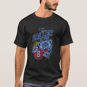 T-shirt Grizzly Bear Basketball 8 ans Anniversaire Balle
