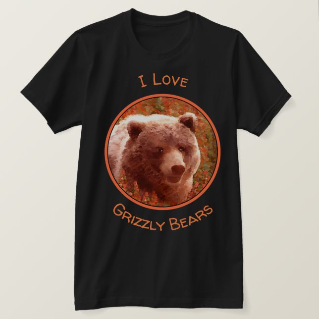 T-shirt Grizzly Bear Cub dans Fireweed Peinture Art de la  (Design devant)