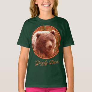 T-shirt Grizzly Bear Cub dans Fireweed Peinture Art de la