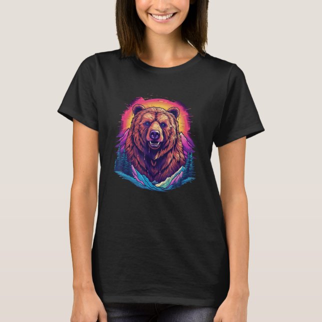 T-shirt Grizzly Bear Outdoor Nature Alaska Hunting Hiking  (Devant)