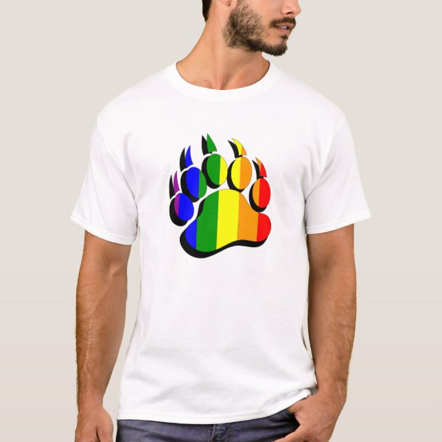 T-shirt Grizzly gay griffe arc-en-ciel avec ombre noire -  (Devant)