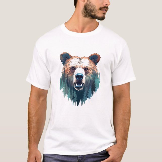 T-shirt Grizzly Oear Animal World Faune Beauté Peinture (Devant)