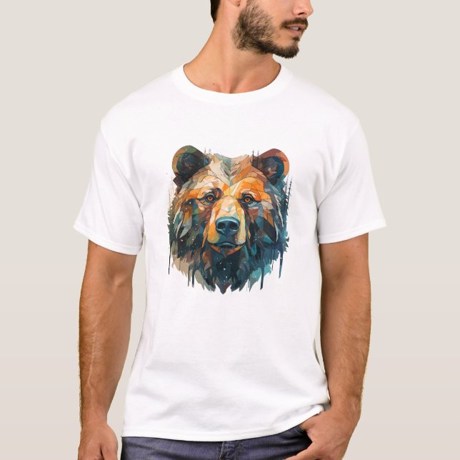 T-shirt Grizzly Oear Animal World Faune Beauté Peinture (Devant)