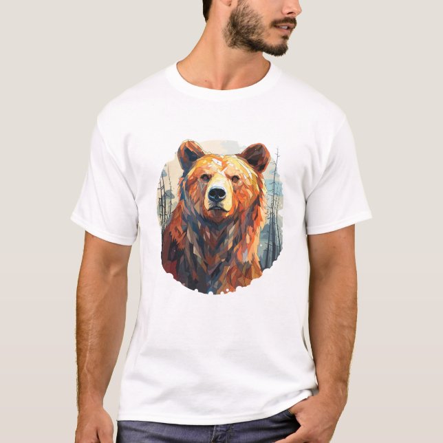 T-shirt Grizzly Oear Animal World Faune Beauté Peinture (Devant)