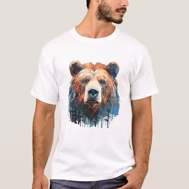 T-shirt Grizzly Oear Animal World Faune Beauté Peinture (Devant)