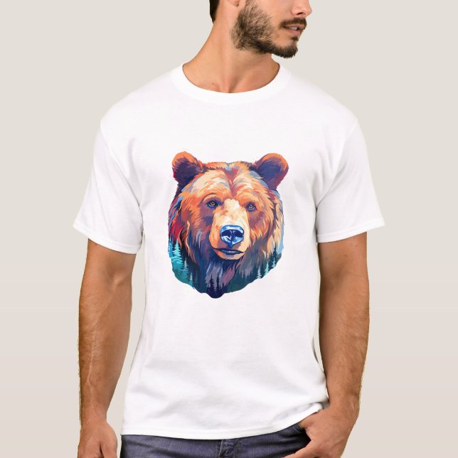 T-shirt Grizzly Oear Animal World Faune Beauté Peinture (Devant)