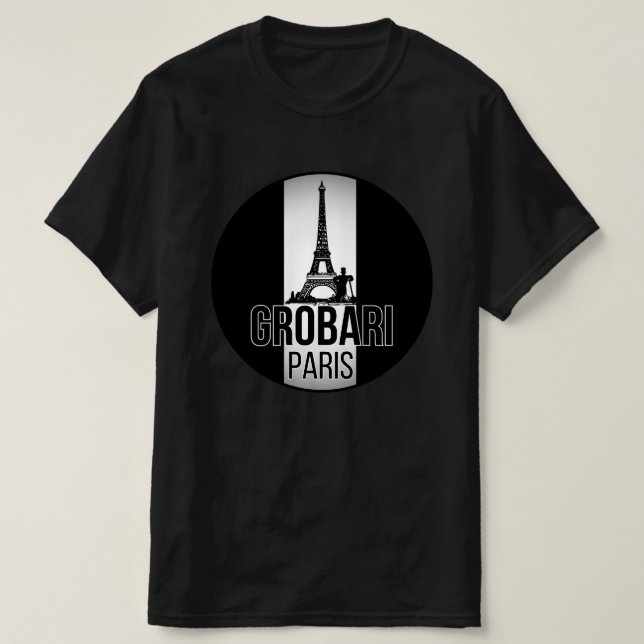 T-shirt Grobari Paris Tour Eiffel Noir Blanc  (Design devant)