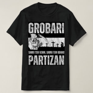 T-shirt Grobari Partizan Crno Beli