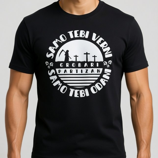 T-shirt Grobari Partizan Crno Beli  (Créateur téléchargé)