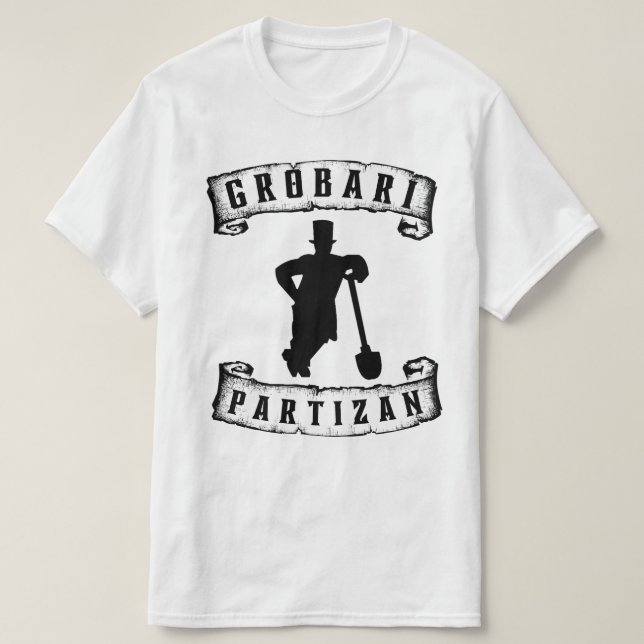 T-shirt Grobari Partizan Crno Beli Grobar Sa Lopatom (Design devant)