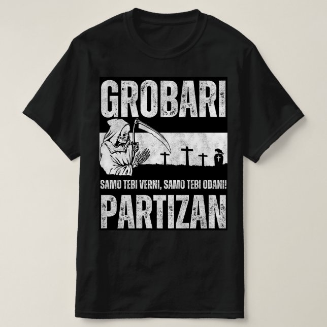 T-shirt Grobari Partizan Noir Blanc  (Design devant)