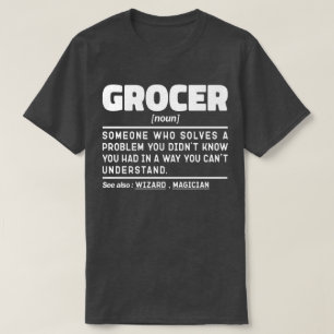 T-shirt Grocer Noun Définition Épicerie Conception minimal