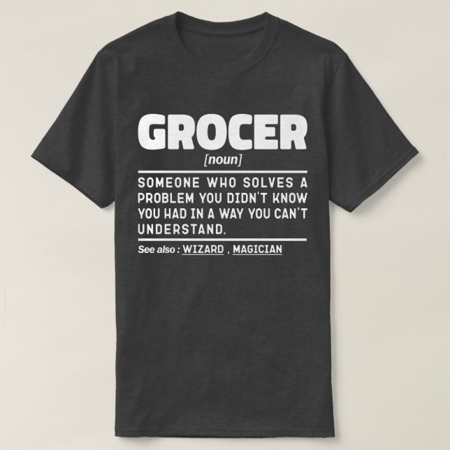 T-shirt Grocer Noun Définition Épicerie Conception minimal (Design devant)