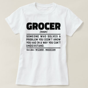 T-shirt Grocer Noun Définition Épicerie Conception minimal
