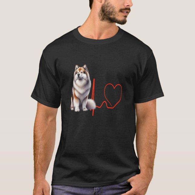 T-shirt Groenland Chien battement de coeur EKG Chiens amus (Devant)