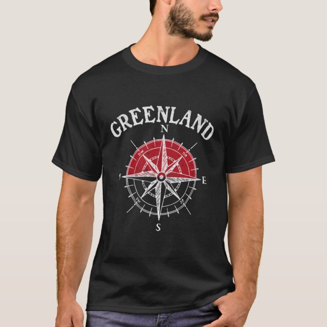 T-shirt Groenland Drapeau Tour Compass Voyage Souvenir Gre (Devant)