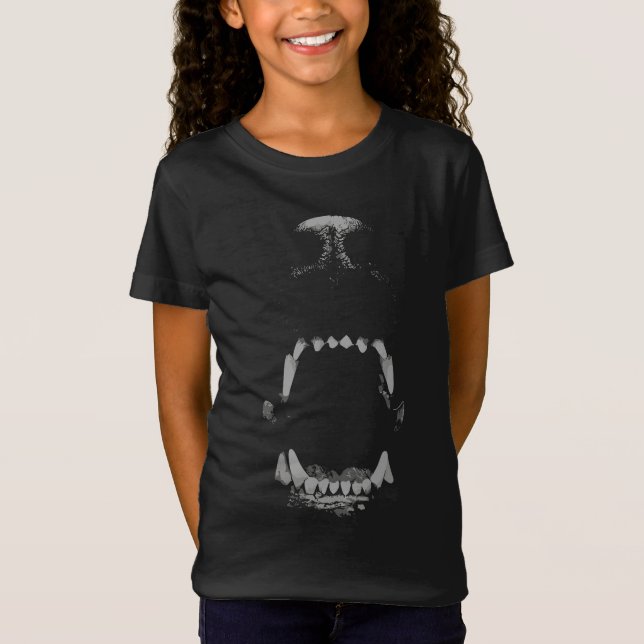 T-Shirt Grogne d'animal noir et blanc féroce (Devant)