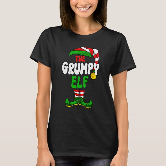T-shirt Grognon Elfe Pyjama Groupe de Noël Correspondant (Devant)