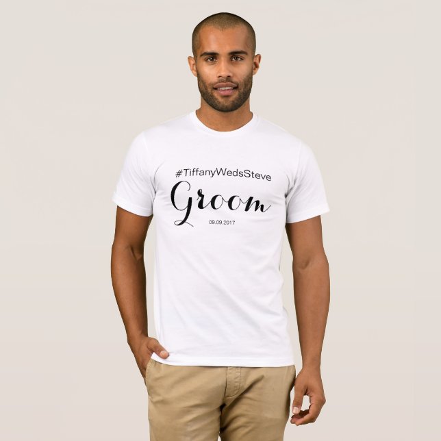 T-shirt Groom personnalisé de l'ensemble nuptial (Devant entier)
