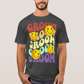 T-shirt Groom Retro Smile Face Mariage Célébration Bachelo