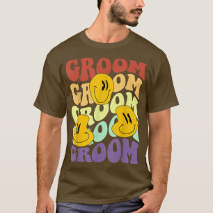 T-shirt groom rétro sourire face fête mariage bachelo