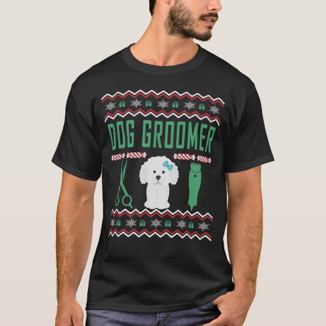 T-shirt Groomer de chien laide de Noël (Devant)