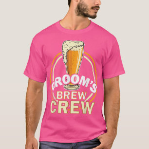 T-shirt Grooms Brew Crew Funny Groomsmen Beer Team Bachelo