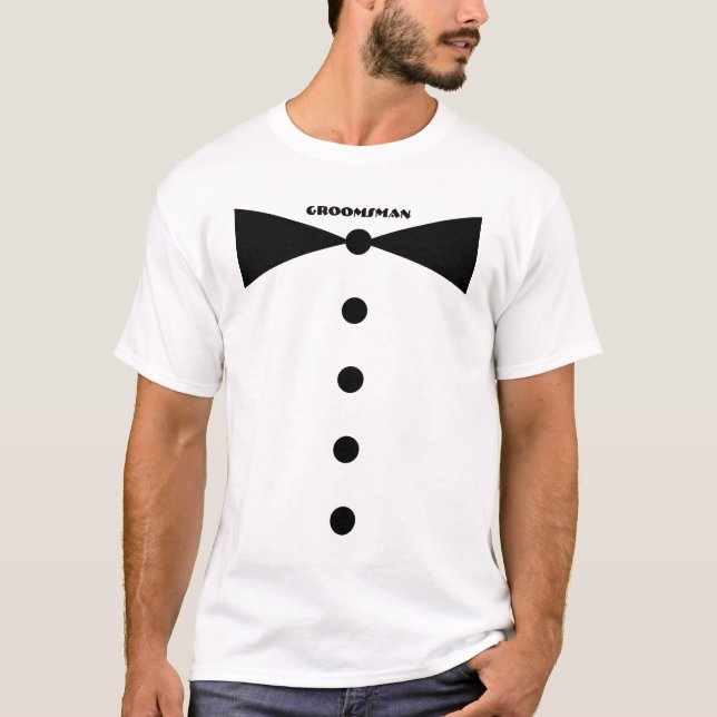 T-shirt GroomsMan BIG Bow Cravate de mariage (Devant)