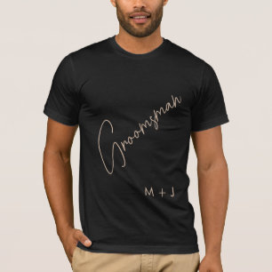 T-shirt Groomsman moderne Beige + noir