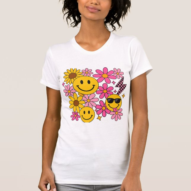 T-shirt Groovie png｜smiley face png｜little girl png｜retro  (Devant)