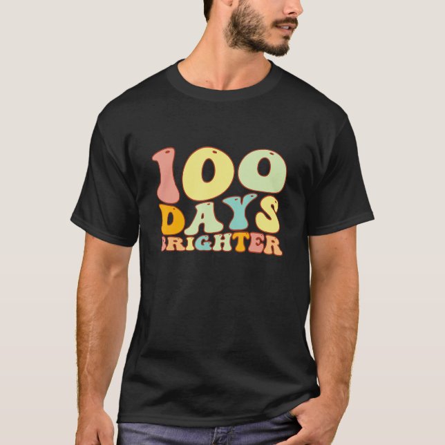 T-shirt Groovy 100 Days Brighter Student 100th Day Of Scho (Devant)