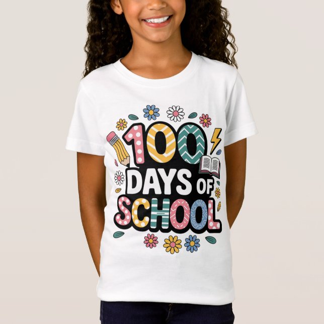 T-Shirt Groovy 100 Days of School (Devant)
