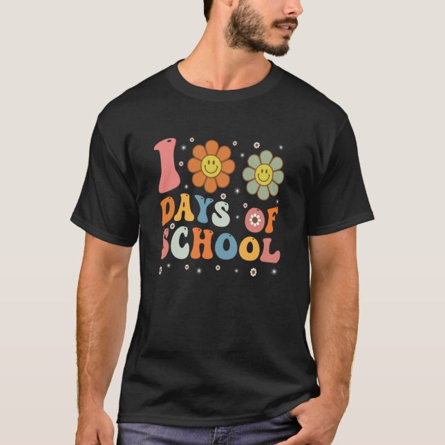 T-shirt Groovy 100th Day Student Cute Boys Girls 100 Days  (Devant)