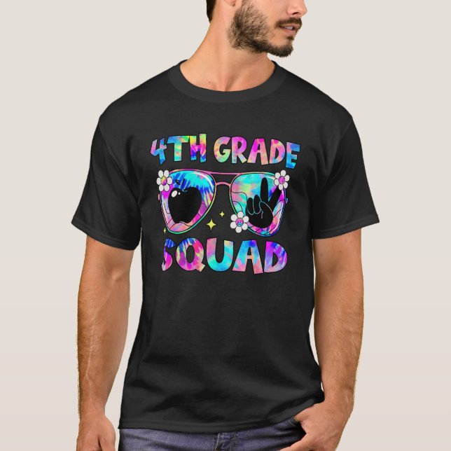 T-shirt Groovy 4th Grade Squad Sunglasses Tie Dye Back To  (Devant)