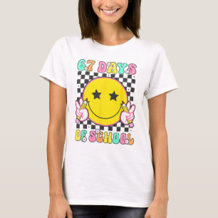 T-shirt Groovy 67 Jours D'école Visage Souriant Enseignant