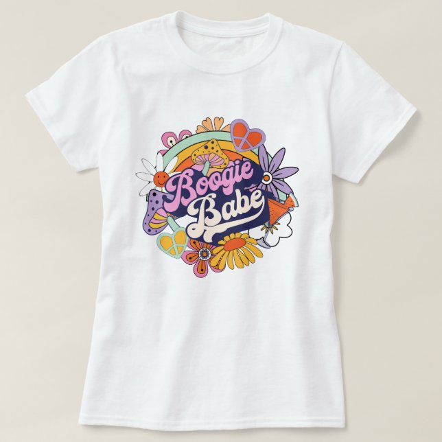 T-shirt Groovy 70s Célibataire Boogie Babe ID929  (Design devant)