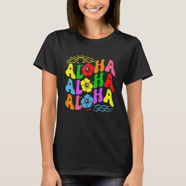T-shirt Groovy Aloha Hawaii Beach Summer Vacation Family C (Devant)