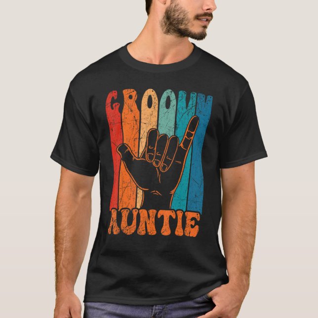T-shirt Groovy Auntie 70s Aesthetic Nostalgia 1970's Retro (Devant)