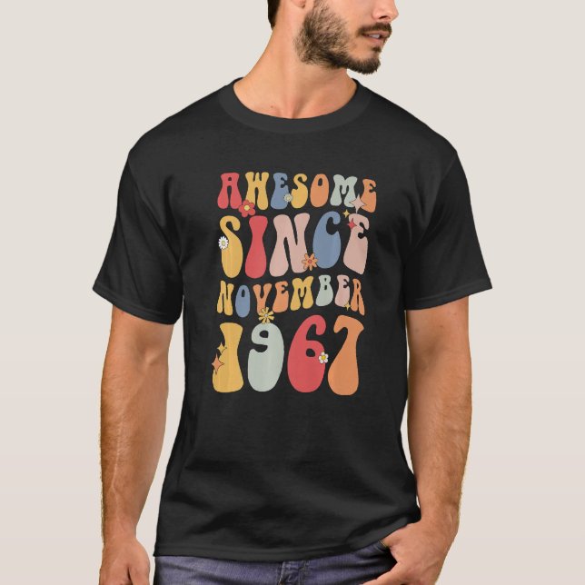 T-shirt Groovy Awesome Since November 1967 Retro  55th (Devant)