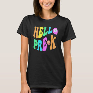 T-shirt Groovy Bonjour Enseignant Prek Violet Pré Maternel