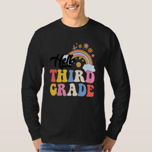 T-shirt Groovy Bonjour Troisième Année Arc-en-ciel Enseign