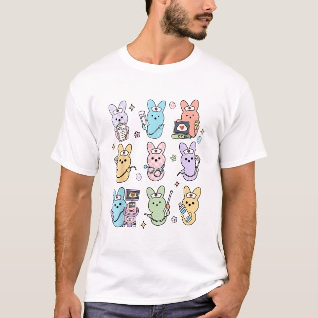 T-shirt Groovy Bunnies Candy Échographie Tech Pâques Sonog (Devant)