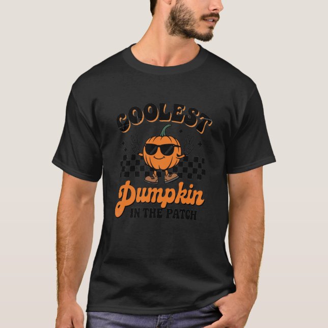 T-shirt Groovy Citrouille la plus cool du Patch Halloween  (Devant)