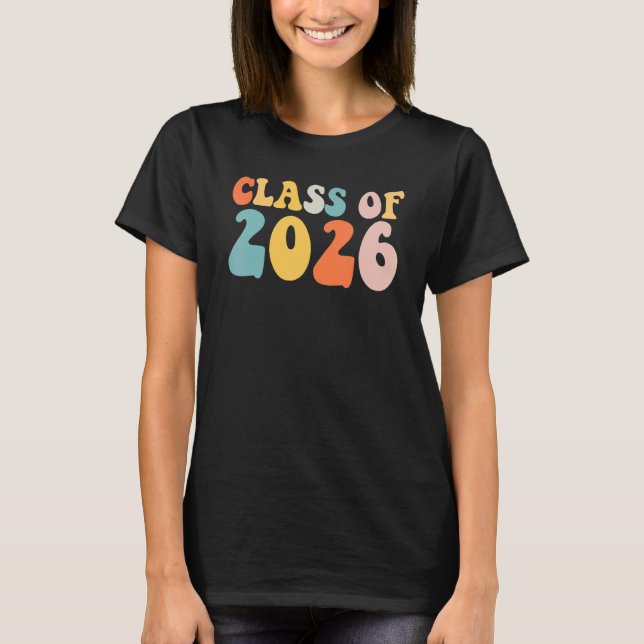T-shirt Groovy Class Of 2026 Senior Junior 12th Grade Back (Devant)