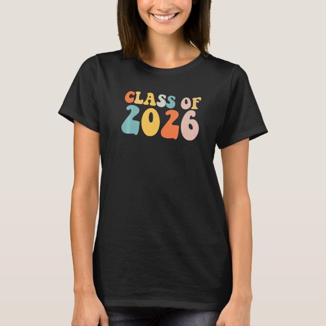 T-shirt Groovy Class Of 2026 Senior Junior 12th Grade Back (Devant)